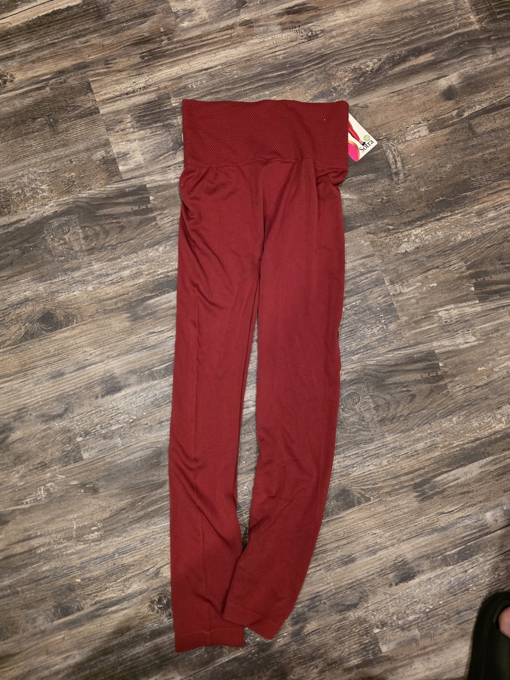 Sofra Fold-Over Waist Burgundy Leggings